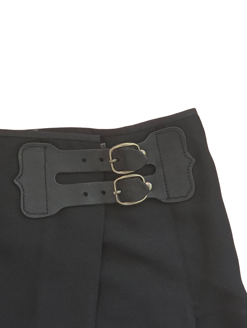 Polo Ralph Lauren Crepe Pleated Wrap Kilt Skirt Black Buckle Mini Size 8 - Picture 3 of 5